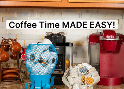 Made Easy Kit Coffee Pod Basket Organizer Practical Decoration - Compatible with Keurig K-Cup Pods & Capsules - Home Cafe Bar Decor Useful Kitchen Countertop Freestanding (Octopus)