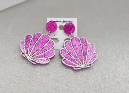 RUIZHEN Acrylic Sea Shell Nautical Sea Beach Stud Earrings Summer Beach Earrings for Women (purple)