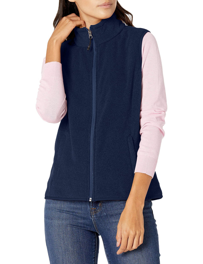Amazon Essentials Women's Classic-Fit Sleeveless Polar Soft Fleece Vest with Zip Pockets (Available in Plus Size), Navy, X-Large