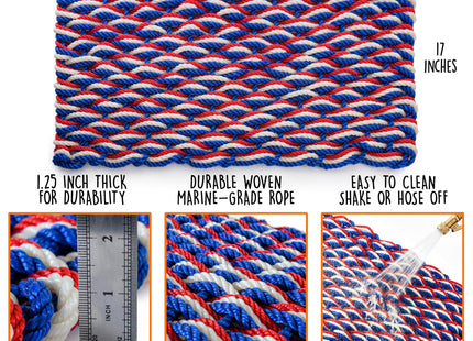 Lobster Rope Mat Patriotic 30x17 Inch, Nautical Welcome Mat USA Designed