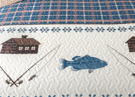 Soul & Lane - Gone Fishing Quilt Set, Lakehouse Bedding, King with 2 Shams