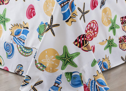 FADFAY Beach Themed Sheets Set Full Vivid Starfish Seashell Conch Nautical Bedding Coastal Ocean Bed Sheet Set 600TC 100% Cotton Super Soft Hypoallergenic Deep Pocket Fitted Sheet, 4Pcs-Full Size