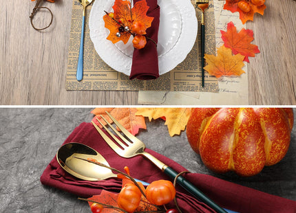 Patelai 12 Pcs Fall Napkin Rings Pumpkin Maple Leaf Ring Holder
