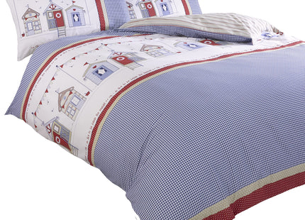 Signature Home Summer Seaside Beach Huts Duvet Cover Set, Blue, Single by Signature Home