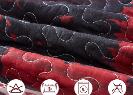 Virah Bella Creekside Bear 3-Piece King Quilt Set - Rustic Cabin Red & Black Bear Lodge Bedding - Lightweight Reversible Microfiber Coverlet & 2 King Shams, 95" x 105"