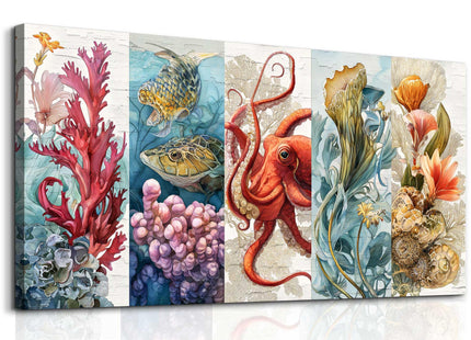 Ocean Art Wall Decor for Bedroom Octopus Wall Art Abstract Pictures 20X40