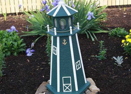 Backyard Crafts Amish-Made Lighthouse in Lancaster Green with White Trim, 29" Tall