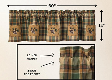Scotch Pine Pinecone Curtain Valance 60" by 14"