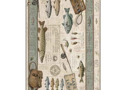 2x3 Fishing Rug, Machine Washable Cabin Doormat with Lake Fish Pattern
