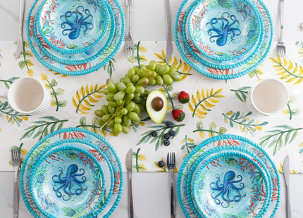 ZAROCRUS Coastal Dinnerware Sets, Ocean Theme Unbreakable Kitchen Plates and Bowls Set, Coastal Dishes Lightweight Dinnerware Set, RV and Camping dishes set for 4, Dishwasher Safe