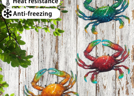 John's Studio Metal Crab Sea Wall Decor Outdoor Garden Hanging Art Sculptures Home Ocean Theme Decorations for Kitchen Bathroom and Pool - 3 PCS