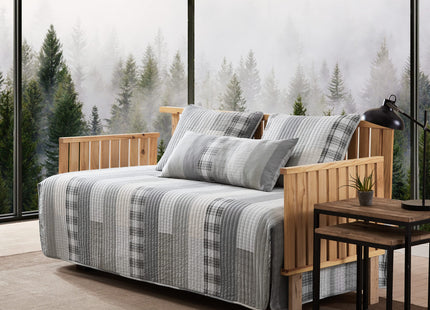Eddie Bauer- Daybed Set, 4 Piece Cotton Bedding Set, All Season Lodge Home Décor (Fairview Grey, Daybed)