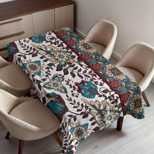 Ambesonne Marine Tablecloth, Bunch of Sea Animals Submarine Crabs Squid Lobster Octobus Seaweed Starfish Stingray, Rectangular Table Cover for Dining Room Kitchen Decor, 52" X 70",Pale Blue Orange