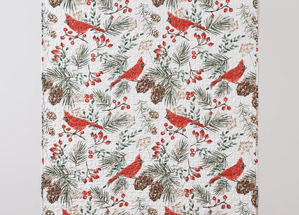 Greenland Home Cardinal Plaid Farmhouse Holiday Quilted Throw Blanket, 50 x 60 inches, Cardinal