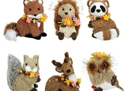 naturevibe Set of 6 Sisal Woodland Animals w/Floral for Fall Home Decor