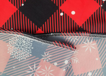 Christmas Snowflake Tablecloth 60 Inch Round Red Black Buffalo Plaid