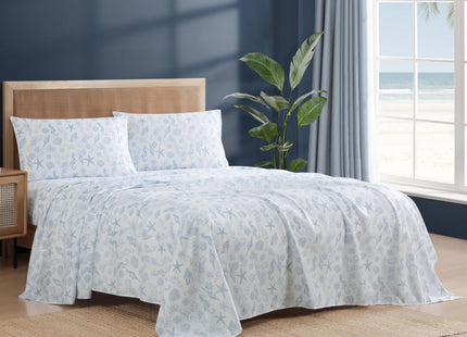 Caribbean Joe King Coastal Print Microfiber Sheet Set, Coastal Brocade