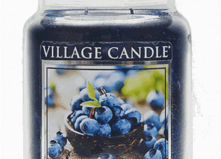 Village Candle Wild Maine Blueberry Large Glass Apothecary Jar Scented Candle, 21.25 oz, Dark Blue