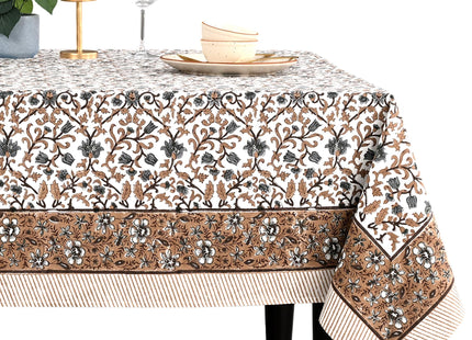 CPC Autumn Vine Tablecloth 100% Cotton 60x60 Inch Indian Block Print Rectangle Table Cover, Table Cloth for Gifting in Weddings, Halloween, Fall, Christmas, Thanksgiving
