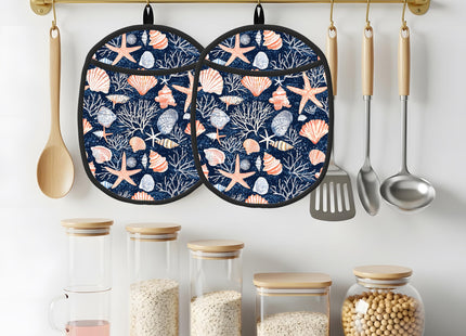 Seashell Silicone Pot Holders Set of 2, Heat Resistant up to 500°F