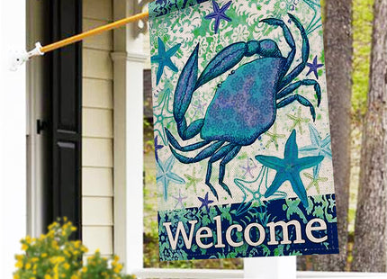 Furiaz Welcome Summer Coastal Crab Large Decorative House Flag