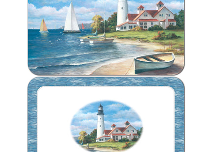 Counterart Lighthouse Mural Reversible Easy Care Plastic Placemat Set of 4 Made in The USA