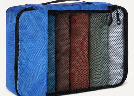 Amazon Essentials 4-Piece Packing Cubes Travel Accessories Set, Space-Saving Luggage Organizer with Double Zipper, Mesh Top, 2 Medium/2 Large, Blue (Previously Amazon Basics)