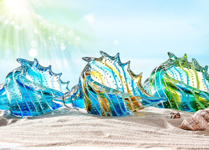 EUSTUMA Hand Blown Glass Conch Figurines Ornament,Sea Animal Ornament for Home Decor,Sea Animals Collection for Birthday Gift,Glass Seashell (Conch 1)
