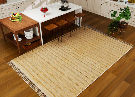 Handwoven Solid Natural Fiber Jute Area Rug 9x12 ft, Eco-Friendly Braided Reversible Carpet, Flatweave Floor Rug for Living Room, Bedroom, Office, Coastal & Farmhouse Decor