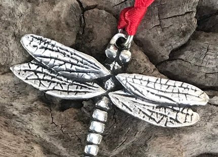 Pewter Dragonfly Fairy Christmas Ornament and Holiday Decoration