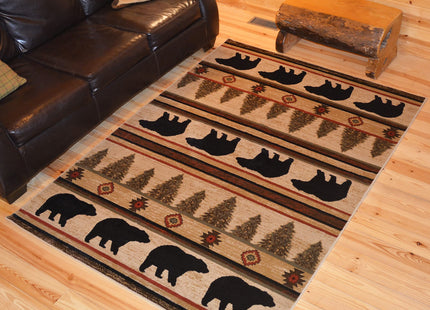 Rustic Lodge, Bear Cabin 2x3 Area Rug, 27"x39" Multi 7482