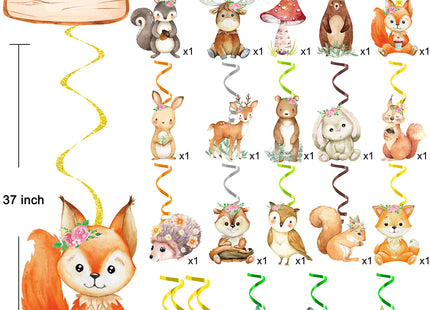 Woodland Party Decorations 20pcs Woodland Animals Hanging Swirls Forest Animals Foil Ceiling Decorations for Woodland Theme Birthday Party Baby Shower Supplies