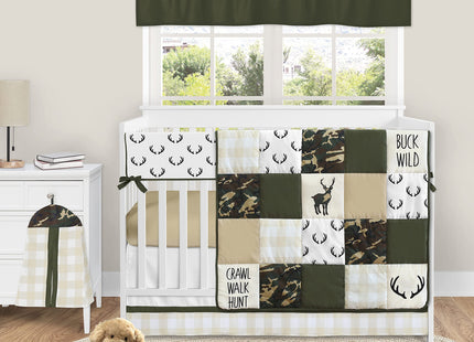 Sweet Jojo Designs Dark Green Window Treatment Valance - Solid Color Hunter Forest Olive for Rustic Woodland Camo Deer Collection