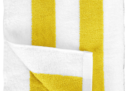 Amazon Basics 100% Cotton Beach Towel, Soft & Absorbent, Fast Drying, Cabana Stripe, Large 30" x 60", Yellow, 2-Pack