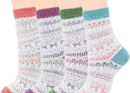 Zando Women's Wool Socks - Warm Thick Merino Crew Socks for Winter Hiking & Athletic Activities - Stripe Moose Pattern