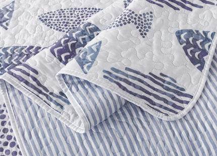 SLPR - Coastal Nautical Fish Quilt Set, Twin with 1 Sham, Lake Bedding