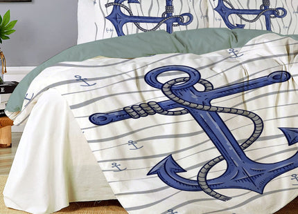 Todeyya Nautical Navy Anchor 3 Pieces Duvet Cover (Full Size) with 2 Pillow Shams, Microfiber Lightweight 3pcs Comforter Cover Set Coverlet, with Zipper Closure Corner Bedding All Season