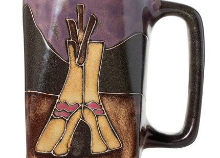 Stoneware Mara Teepee Native American Campfire Design 12oz Handcrafted Coffee Tea Mug