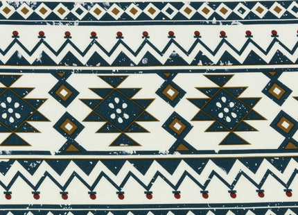 Chezmoi Collection 4-Piece Southwestern Tribal Lodge Bed Sheet Set, Queen Size - Ivory Navy Brown Red Printed Microfiber Soft Breathable Deep Pocket Sheets and Pillowcases Set