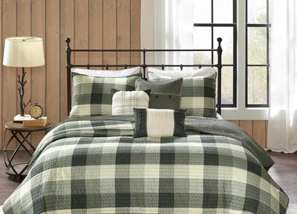 Madison Park Cabin Lifestyle Plaid Quilt Set, 6PC Full/Queen Coverlet