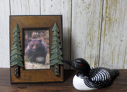 CVHOMEDECO. Primitives Hand Engraving and Painted Wood Loon Farmhouse Figurine Decorative Accent, 10-1/4 Inch
