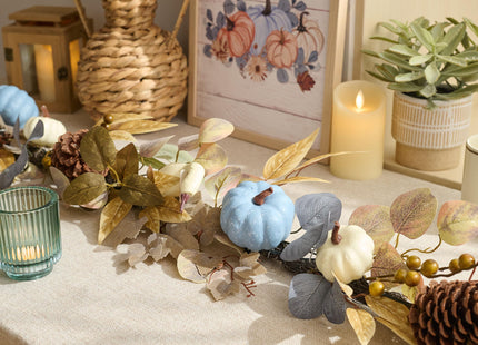 DecorbyHannah 6ft Fall Garland for Mantle with Lights, Pumpkin, Pinecone