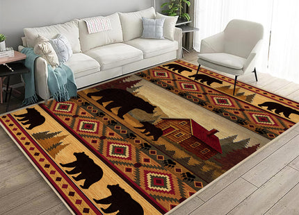 Cabin Bear Rug 3x5 for Bedroom Living Room Rustic Lodge Bear Area Rug