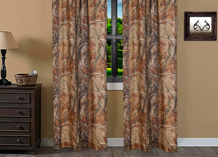 Realtree All Purpose Camouflage Rod Pocket Window Curtains, Set of 2 Panels (42"x87" Inch) - Camo Drapes in Forest and Rustic Theme, Perfect for Bedroom, Farmhouse, Living Room, Cabin, and Kitchen