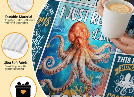 Octopus Blanket Ocean Animal I Just Really Like Octopus Throw Blanket Gifts for Kids Adults Soft Flannel Blanket for Sofa Couch Bed Warm Cozy Home Decor for All Seasons,30"x40"for Baby/Pets