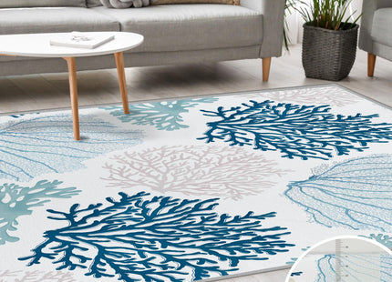 Coastal Runner Rug Beach Hallway Rugs Non-Slip Nautical Coral Machine Washable Rugs Modern Floor Carpet for Kitchen Bathroom Laundry Bedroom Living Room, 2x6