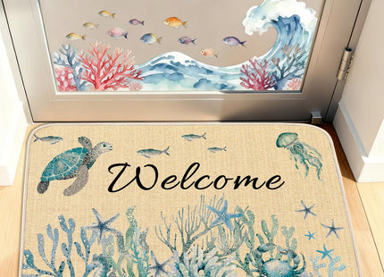 MATIRUG Coastal Beach Door Mat 16"x24" Coral Starfish Ocean Welcome mat