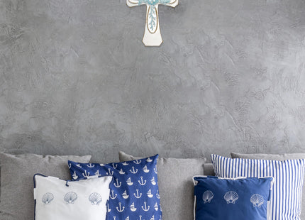 AMAJY Coastal Nautical Spiritual Wall Cross - White Resin Religious Art