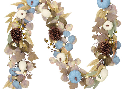DecorbyHannah 6ft Fall Garland for Mantle with Lights, Pumpkin, Pinecone