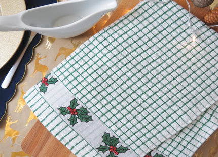 The Original Poli-dri Kitchen Towel from Samuel Lamont 100% Cotton (Holly Leaves)